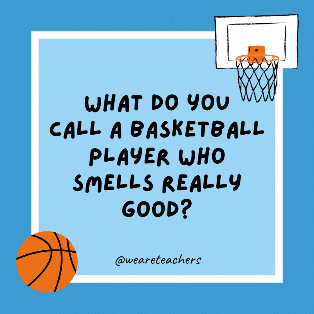What do you call a basketball player who smells really good? Kevin Deodurant. What do you call a basketball player who smells really good?
Kevin Deodurant.