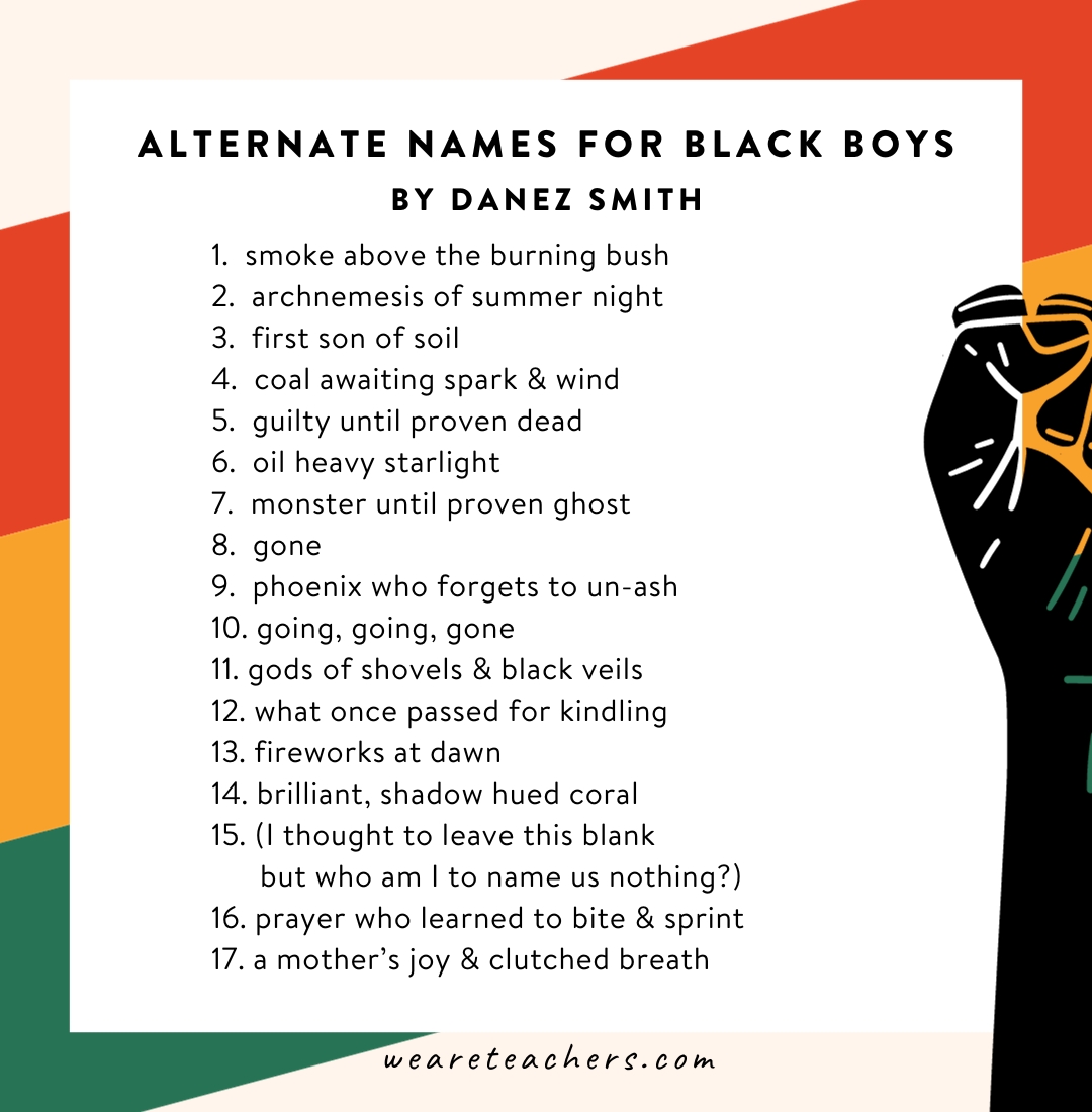 Black History Month Poems Alternate names for black boys by Danez Smith
