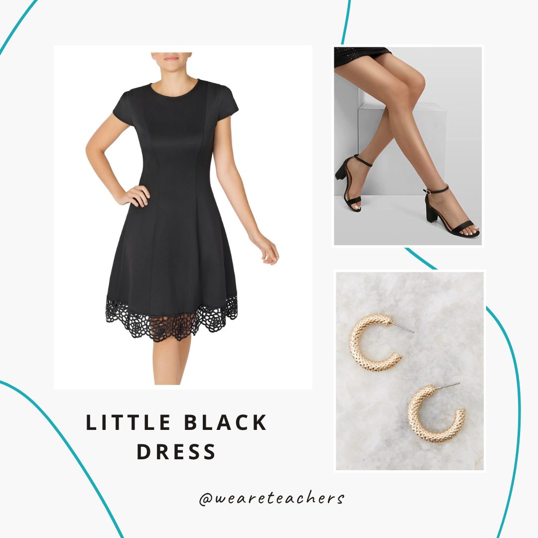Chaperone Outfits 1 A little black dress, black heels and gold hoop earrings.