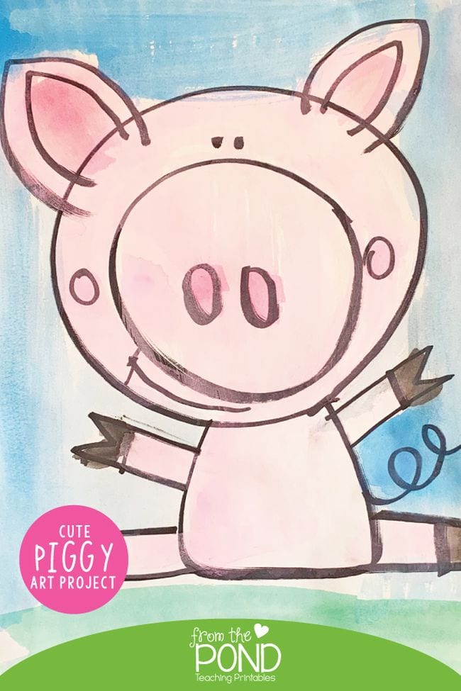 Directed Drawing Piggy Simple drawing of a smiling cartoon pig