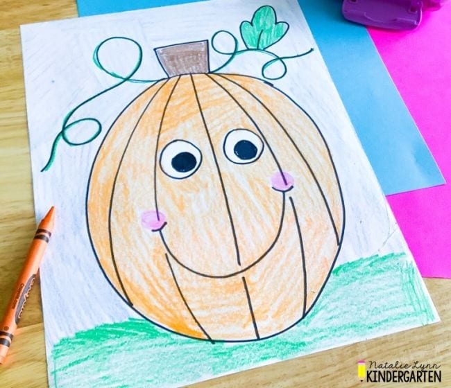 Directed Drawing Pumpkin Directed Drawing for Kids include this crayon sketch of a pumpkin with. a smiley face