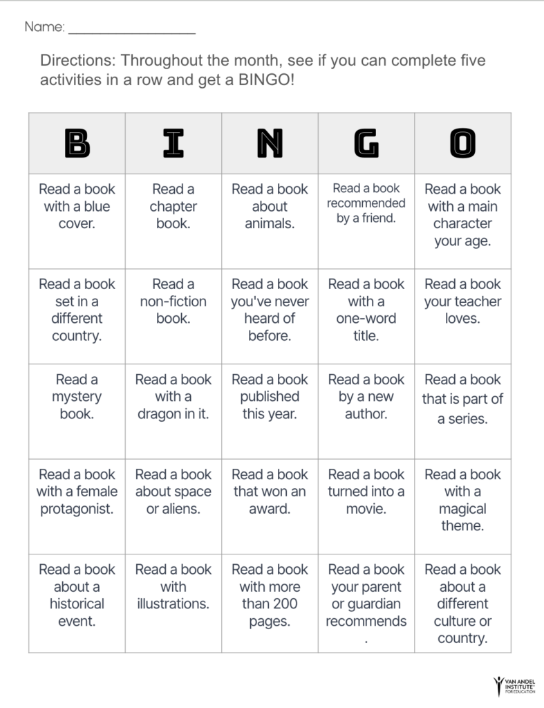 Reading Bingo
