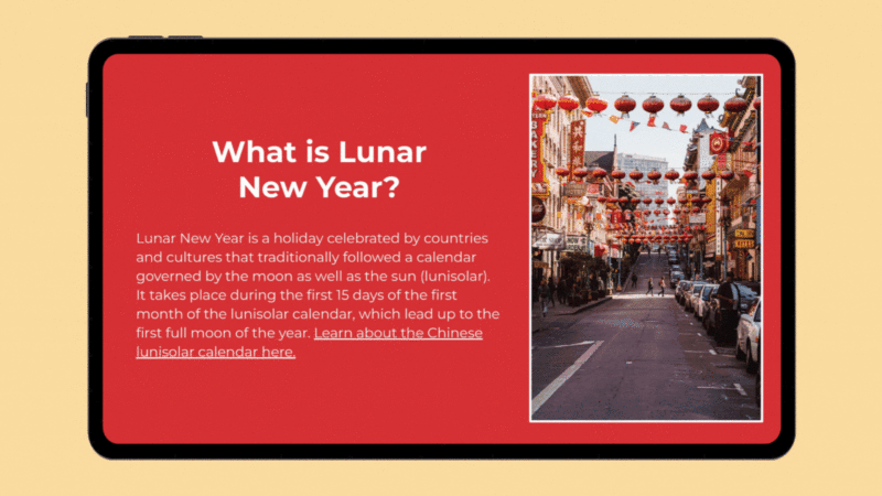 What Is Lunar New Year? Gif with Lunar New Year for Kids slides cycling through.