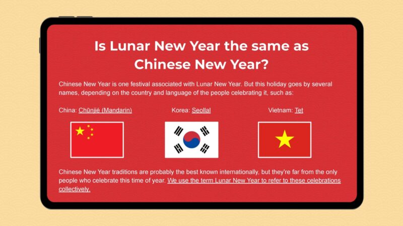 Is Lunar New Year the Same as Chinese New Year? Google slide with image and information to answer the question Is Lunar New Year the Same as Chinese New Year?
