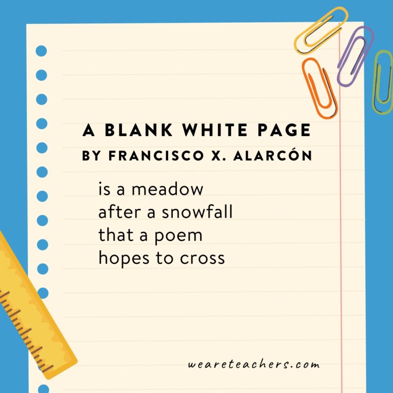 Short Poems 4 A Blank White Page by Francisco Alarcón.