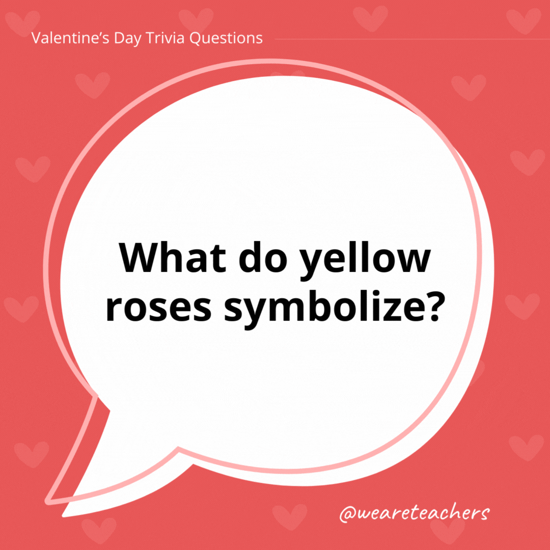 What do yellow roses symbolize? Yellow roses symbolize friendship, while red roses symbolize love. What do yellow roses symbolize?
Yellow roses symbolize friendship, while red roses symbolize love.