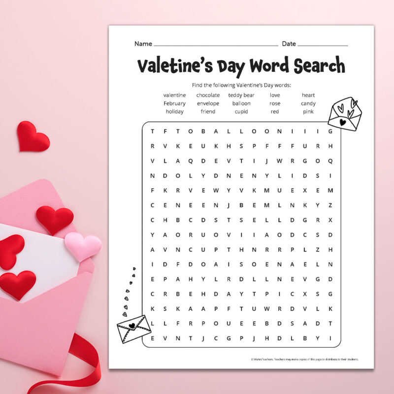 Valentines-Day-Word-Search Valentine's Day word puzzle