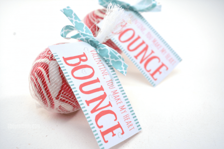 bouncy-ball-valentine A valentine for students made from a mesh bag with a bouncy ball inside