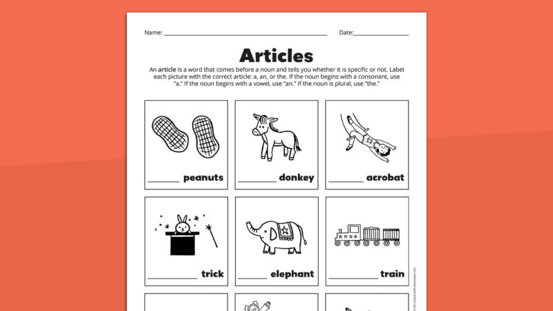Articles Articles worksheet