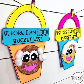100-day-bucketlist Colorful student-made buckets with the label