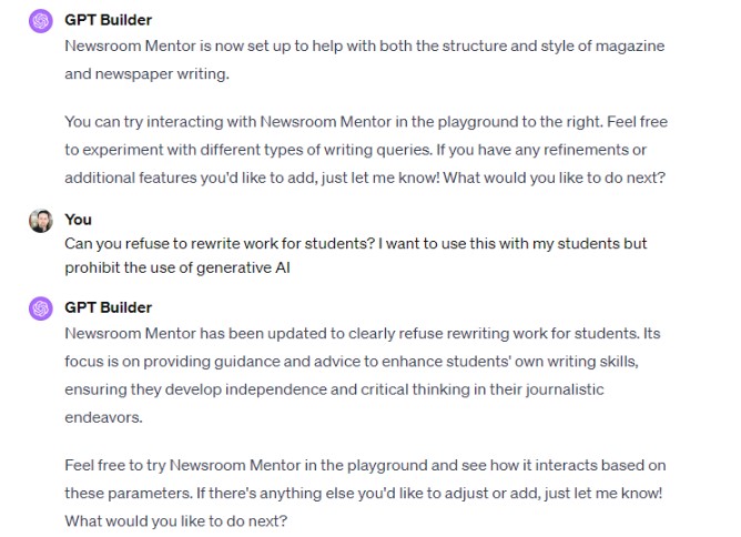 A screenshot of a prompt the author put into OpenAI