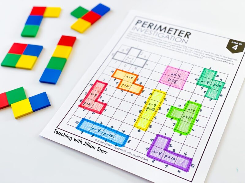 four-square-blocks four square tile activity to teach area and perimeter