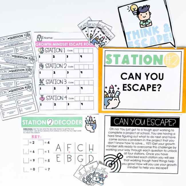 Growth Mindset Activities: Escape Room Series of escape room activities for teaching students about growth mindset