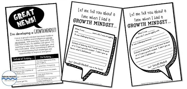 Growth Mindset Activities: Family Printable worksheets for sharing growth mindset concepts with parents and families