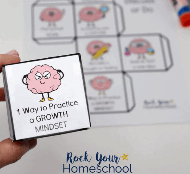 Growth Mindset Dice A printable growth mindset conversation die with one side asking the player to list 1 way to practice a growth mindset
