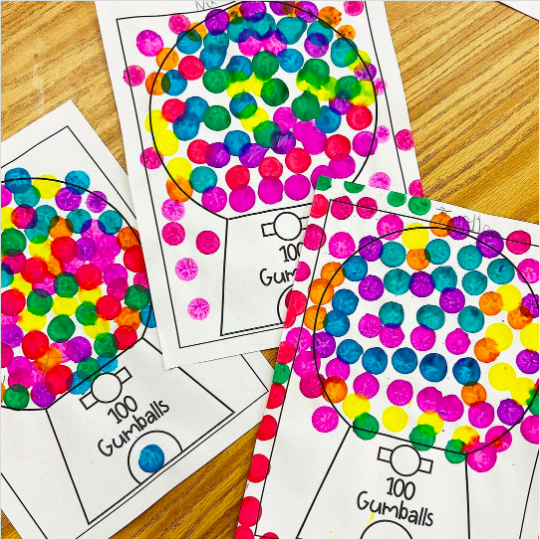 gum-ball-machines Three printouts of gum ball machines filled with colorful paint dots