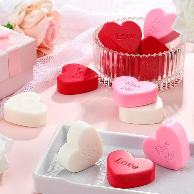 heart-soap heart soaps in pink red and white for a teacher gift