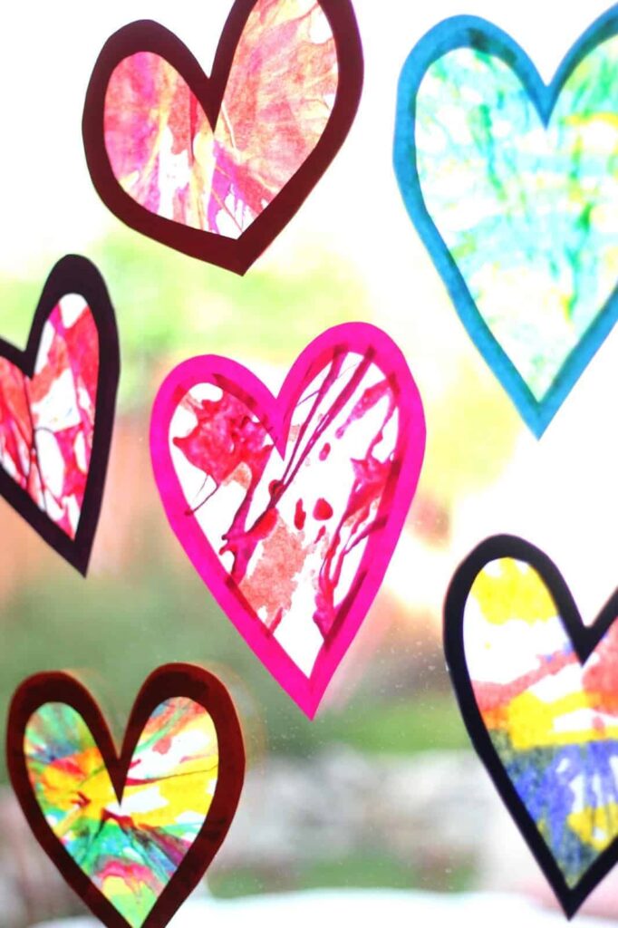 heart-suncatcher-diy homemade suncatchers