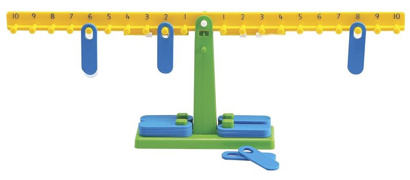 Math Balance Scale Math balance scale with hanging weighted tags on each side