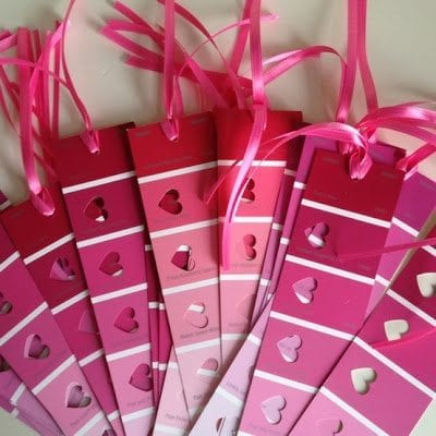 paint-sample-valentine Colorful valentines made from paint sample strips and ribbons