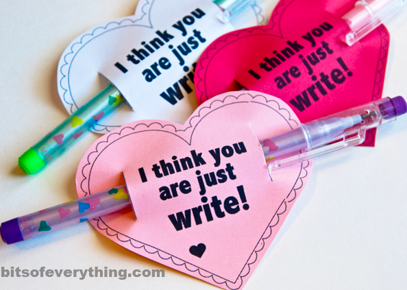 pen-valentine-card A heart shaped valentine with pencils attached