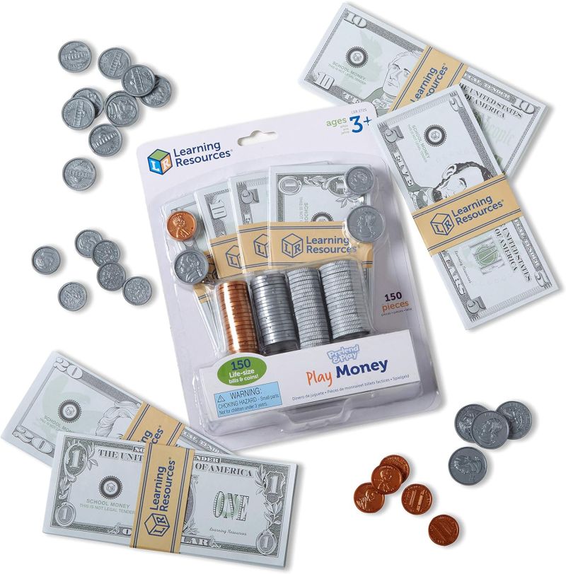 Pretend Play Money Set of pretend play money with both bills and plastic coins