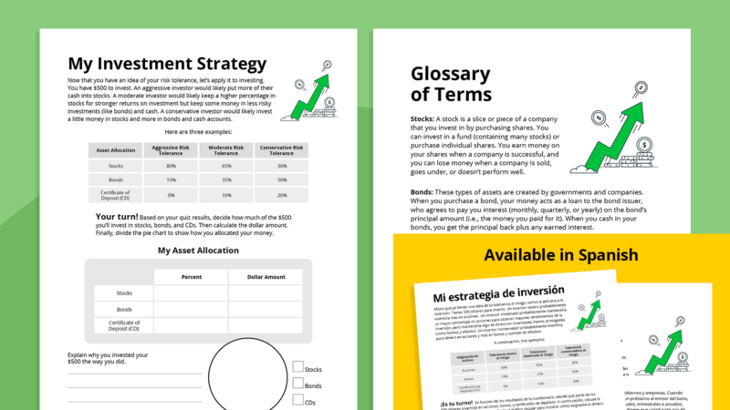 Flat lays of risk tolerance worksheet