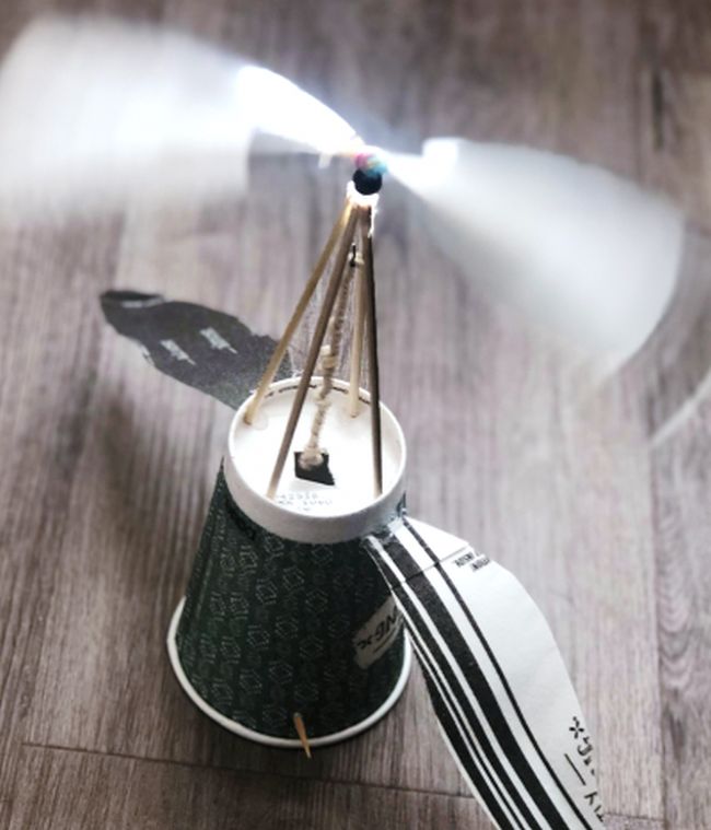 Science Experiments for High School: Da Vinci Flying Machine Da Vinci flying machine built from a paper cup and other basic supplies