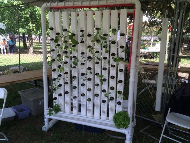 Science Experiments for High School Hydroponics Vertical hydroponic garden made from PVC pipes and aluminum downspouts