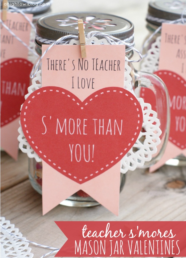 SONY DSC mason jar with s'mores ingredients for a valentines day teacher gift