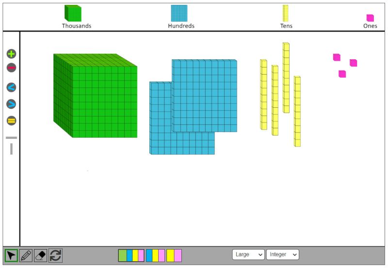 Virtual Base 10 Blocks Virtual base 10 blocks showing the number 1243