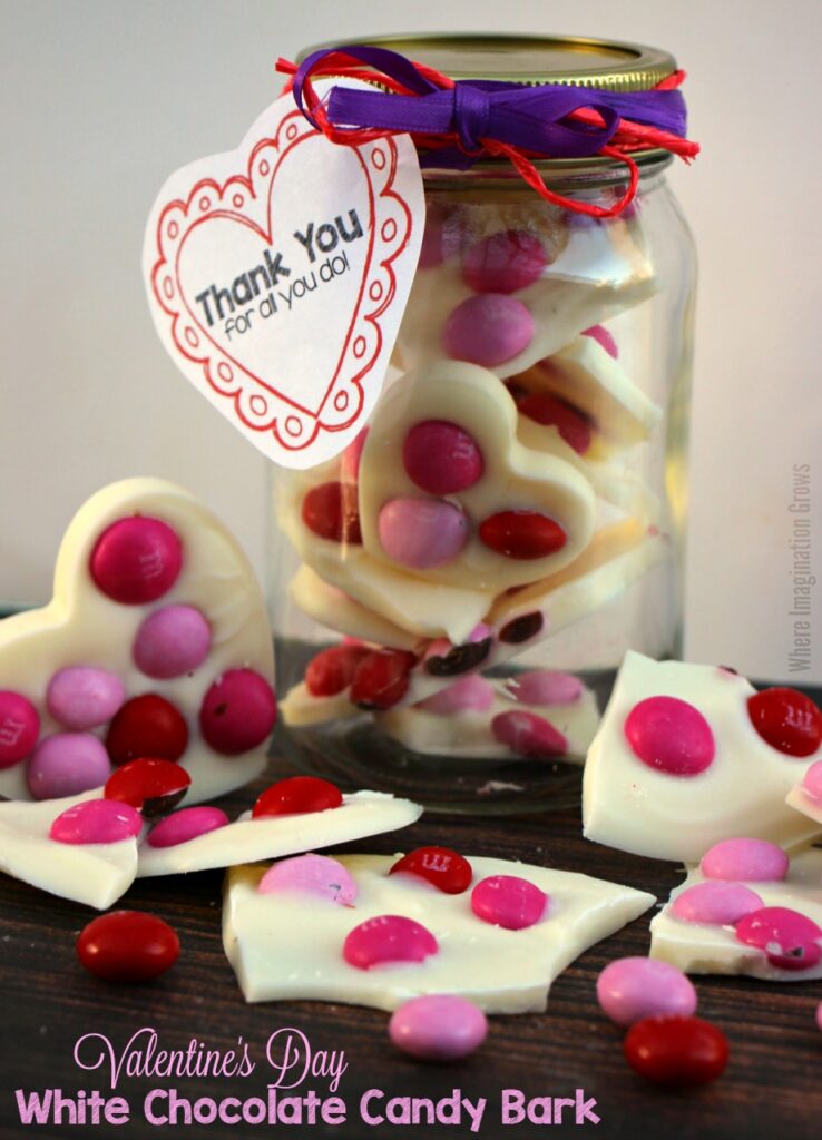 whitebark-valentines candy made from white chocolate and chocolate candies