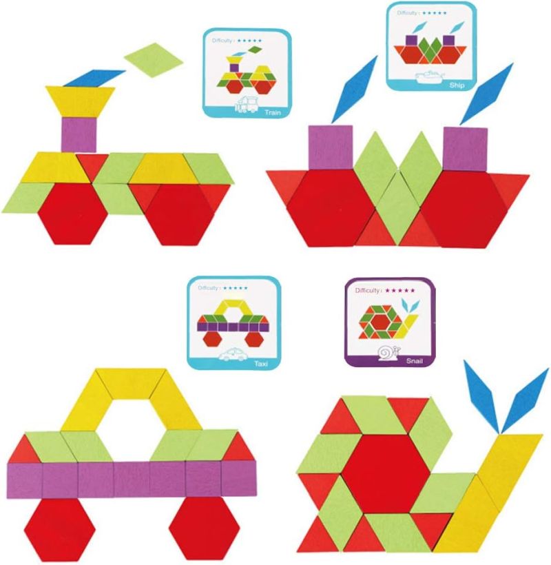 Wood Pattern Blocks Colorful wood pattern blocks and pattern cards