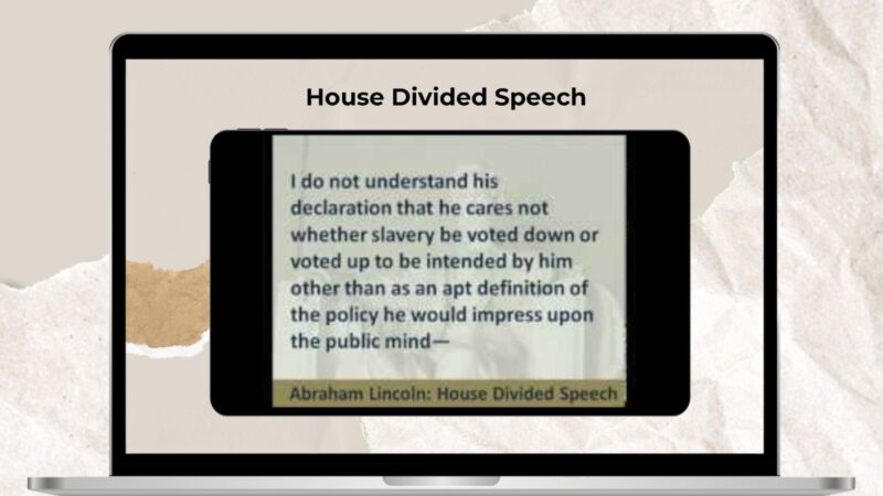 House Divided Speech House Divided speech on a tablet screen.