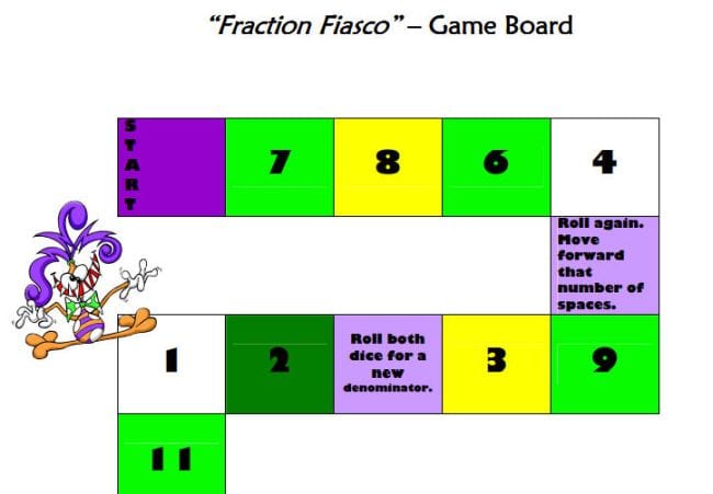 fraction-fiasco A Fraction Fiasco gameboard