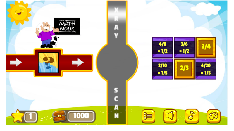 x-ray fishing Main screen image of online fraction game X-ray Fishing