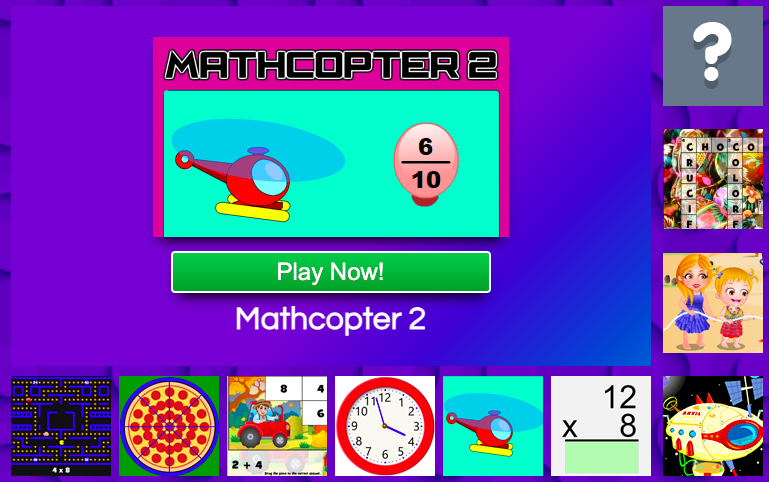 mathcopter-fraction-game Main screen image of online fraction game Mathcopter