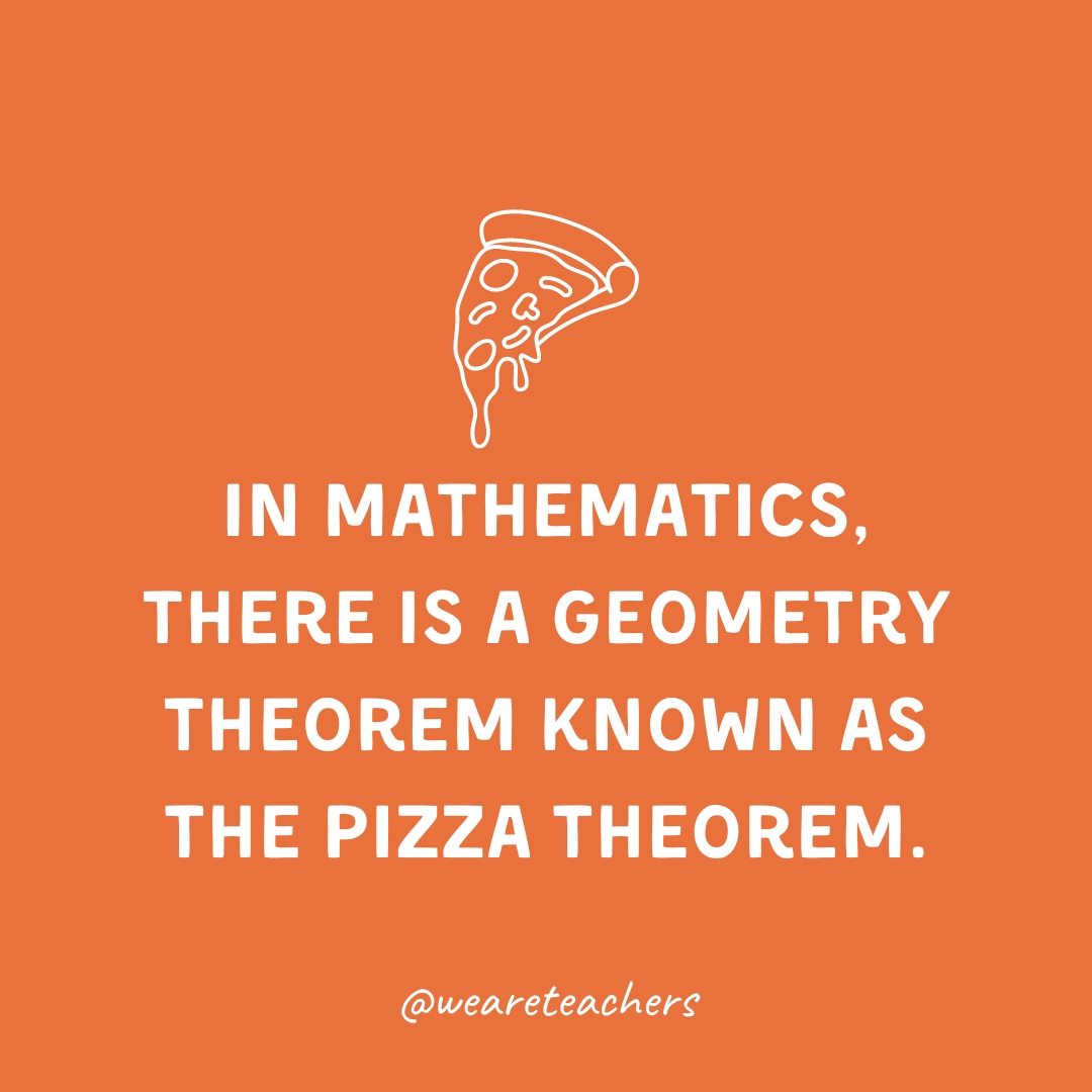 In mathematics, there is a geometry theorem known as the pizza theorem. In mathematics, there is a geometry theorem known as the pizza theorem.