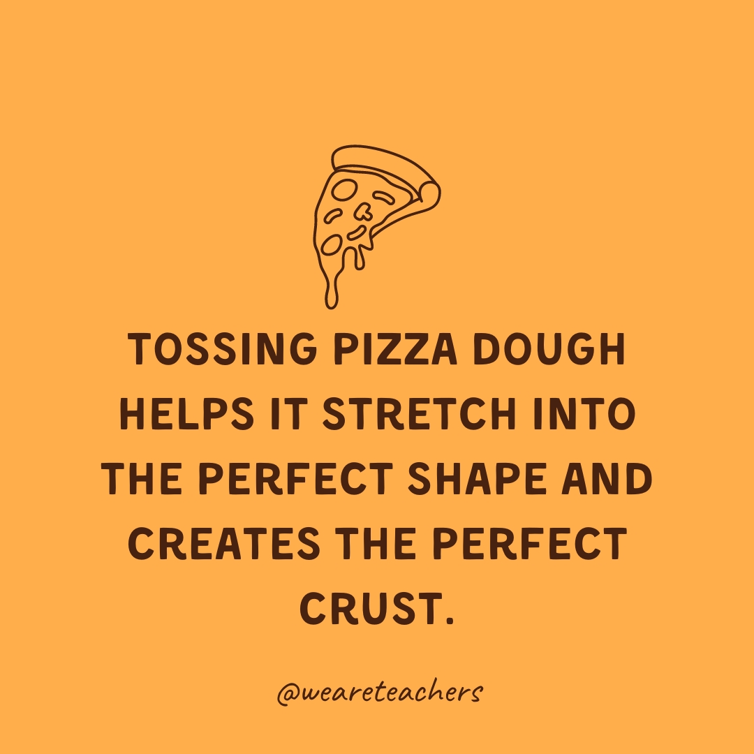 Tossing pizza dough helps it stretch into the perfect shape and creates the perfect crust. Tossing pizza dough helps it stretch into the perfect shape and creates the perfect crust.