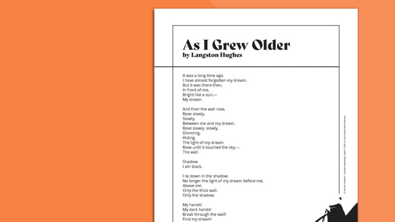 Langston Hughes Poem As I Grew Older Langston Hughes Poem As I Grow Older on orange background.