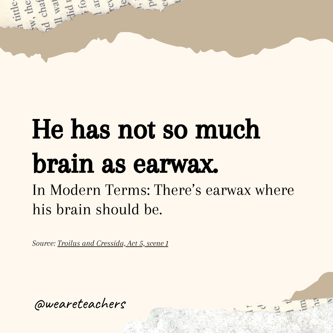 He has not so much brain as earwax. He has not so much brain as earwax.