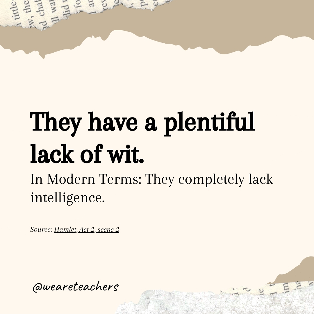 They have a plentiful lack of wit. They have a plentiful lack of wit.- Shakespearean insults