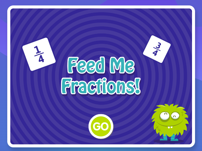 feed-me-fractions Home screen of online fraction learning game Feed Me Fractions