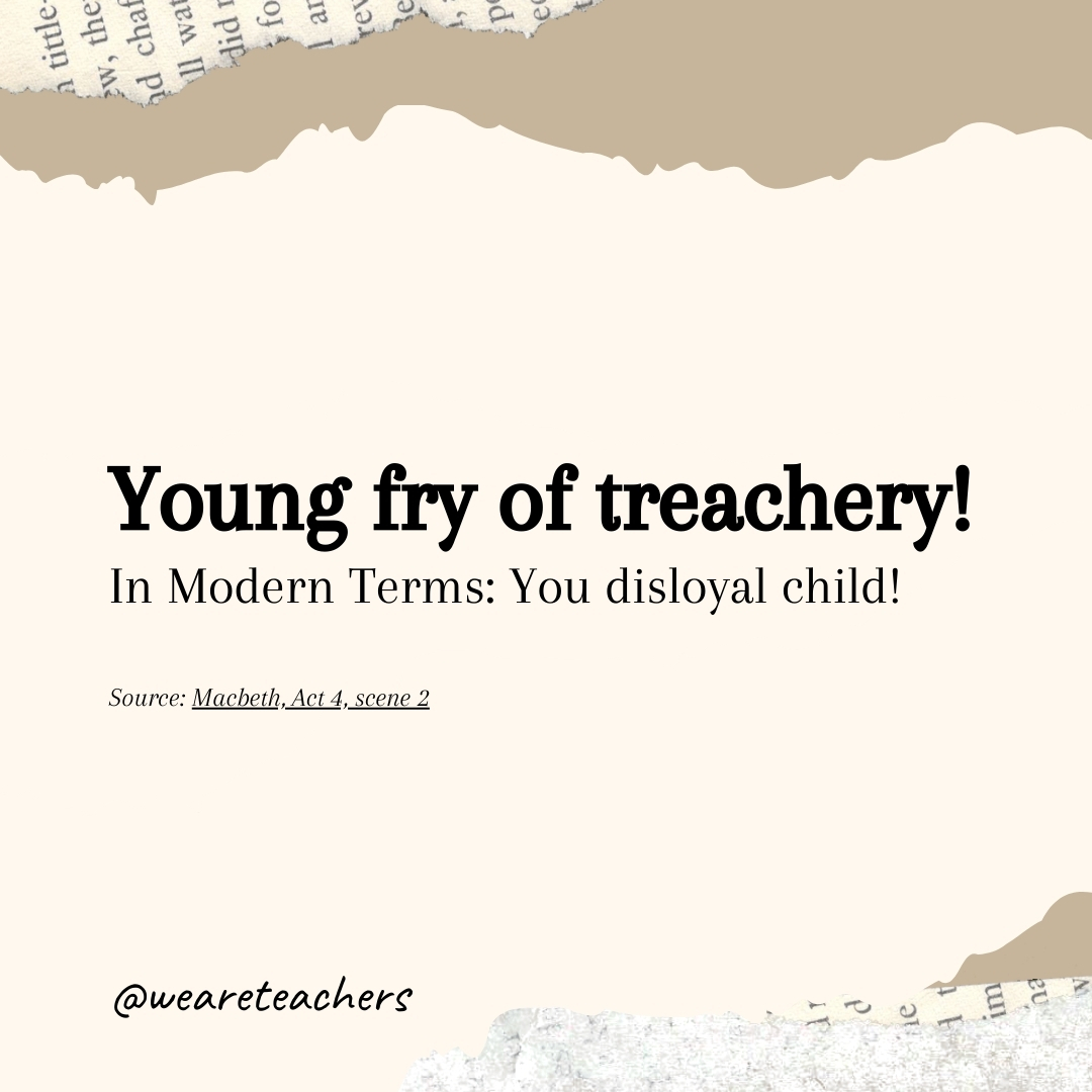 Young fry of treachery! Young fry of treachery!- Shakespearean insults