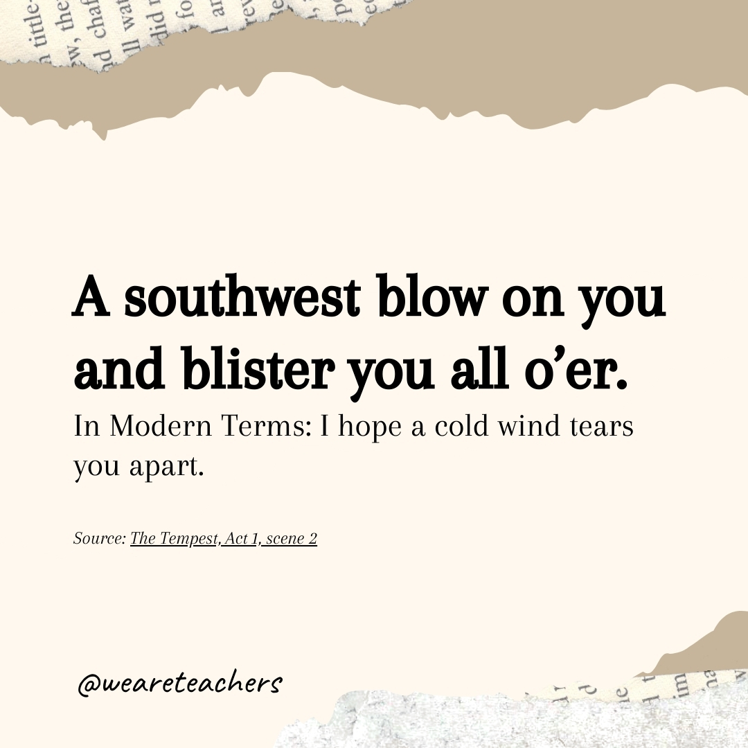 A southwest blow on you and blister you all o’er. A southwest blow on you and blister you all o’er.- Shakespearean insults