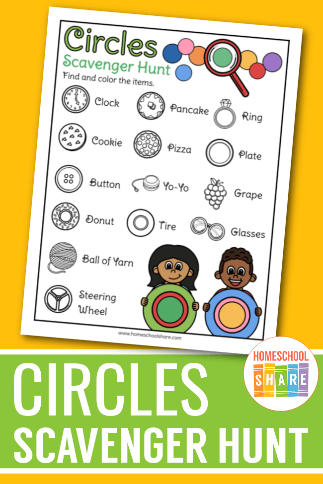 Circle-Scavenger-Hunt- Worksheet for students to go on a circles scavenger hunt as an example of pi day activities