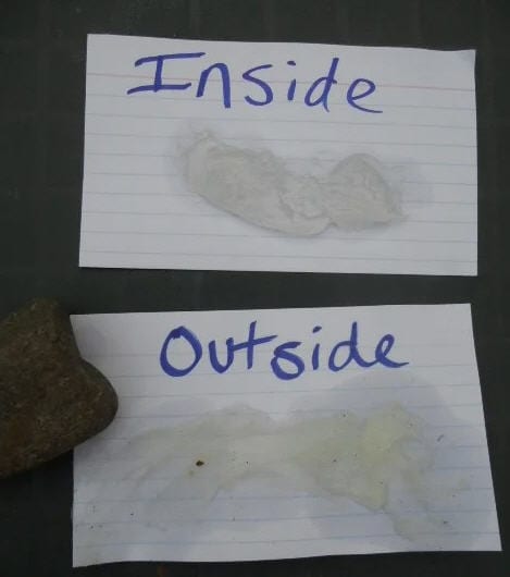 Climate Change Activities Education com Two notecards labeled inside and outside, with some dirt on each