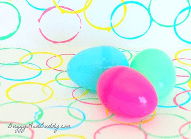 Easter Egg Activities Buggy and Buddy Plastic Easter eggs with printed paint circles