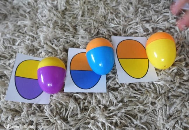 Easter Egg Activities Powerful Mothering Plastic eggs put together to make colorful patterns that match cards
