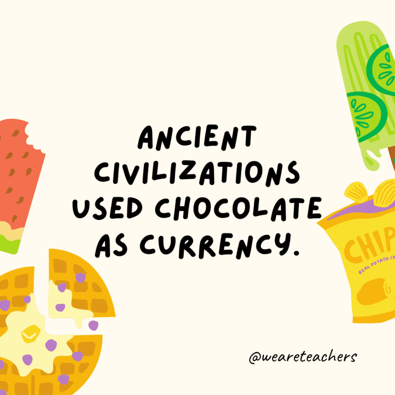 50 Fascinating and Gross Food Facts To Share With Students Fun food facts - Ancient civilizations used chocolate as currency.